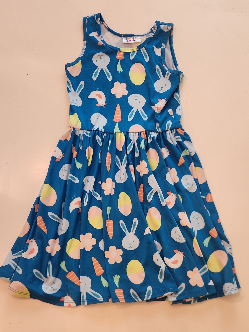 Dot Dot Smile Girls Blue Bunny Rabbit Easter Egg A-Line Twirl Dress Size 7